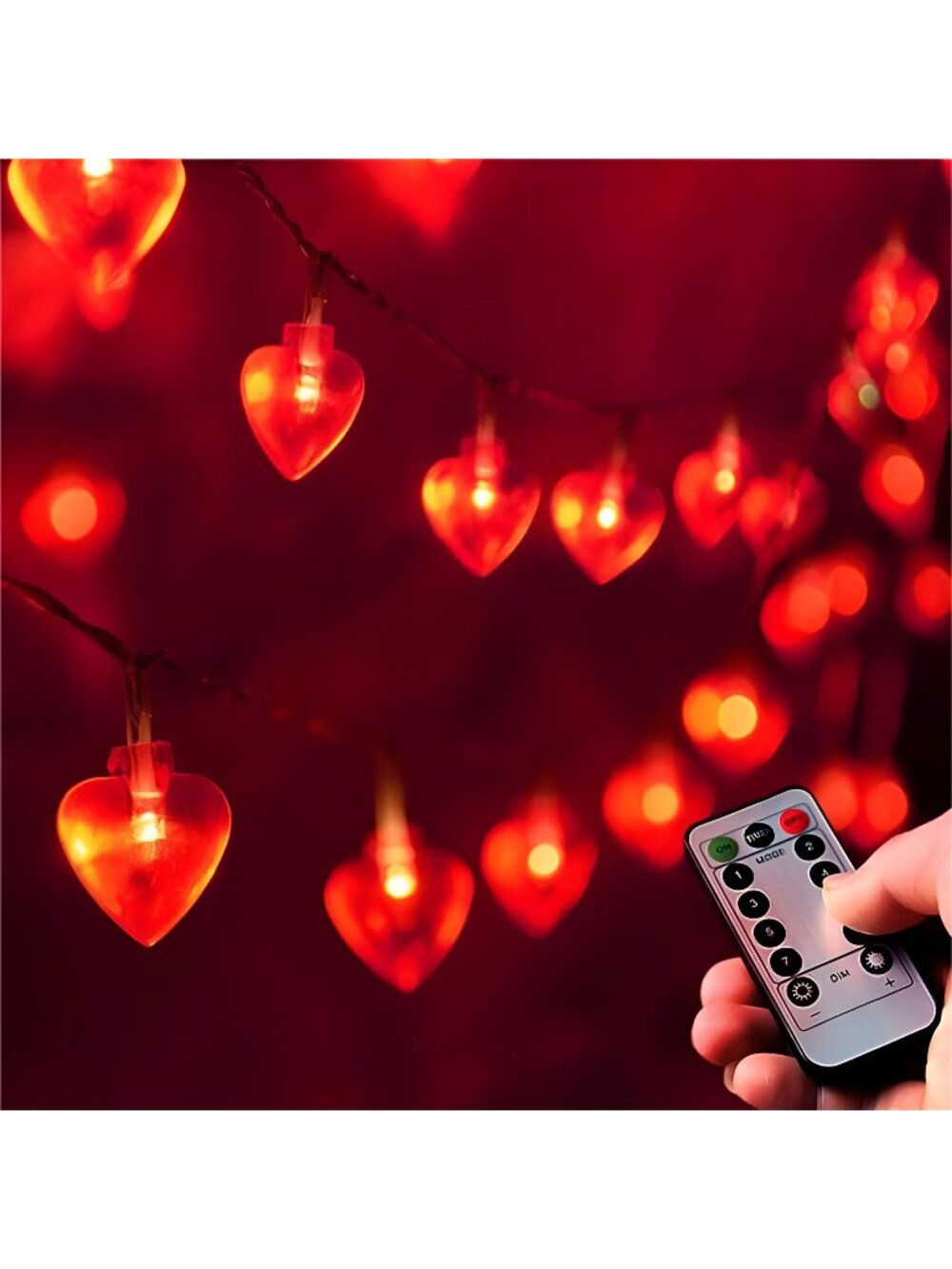 25ft 50LED Heart Shaped Lights String for Valentines Day Decorations